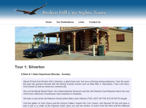 Broken Hill City Sight Tours Destination Page