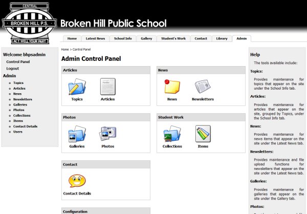 Broken Hill Public School Administrator Control Panel