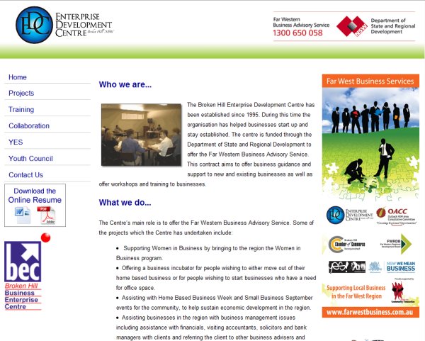 Broken Hill Enterprise Development Centre Home Page