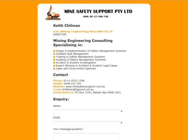 Mine Safety Support Home Page