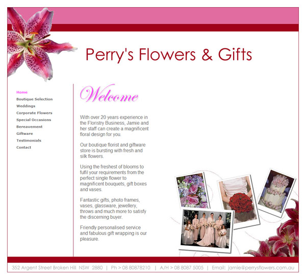 Perry&rsquo;s Flowers & Gifts Home Page