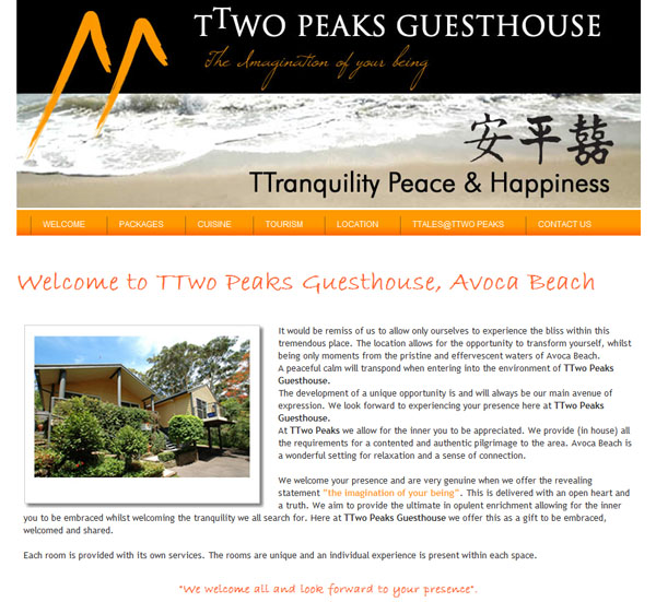 TTwo Peaks Guesthouse Home Page